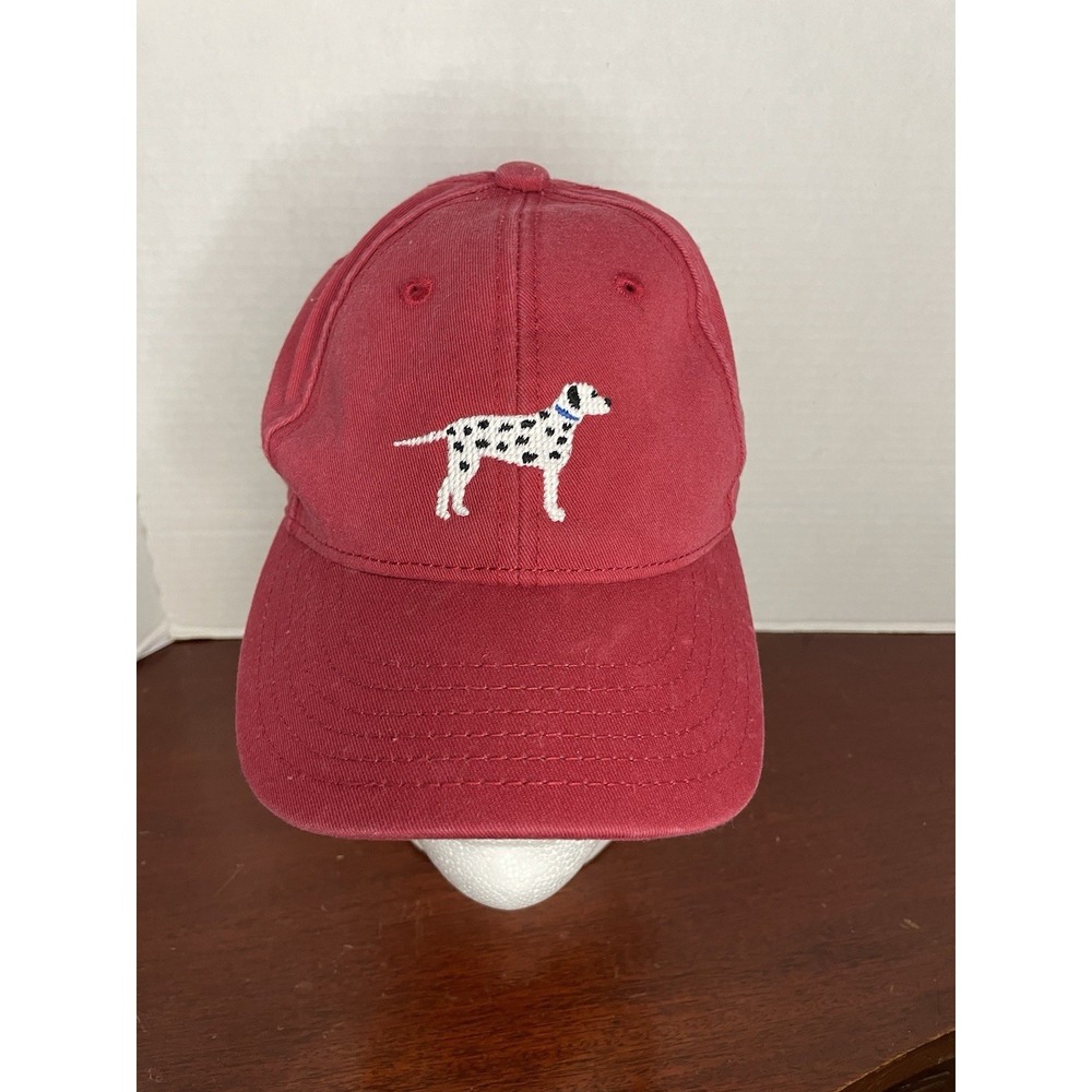Harding Lane Dalmation Needlepoint Distress Red Baseball Cap New England Thread